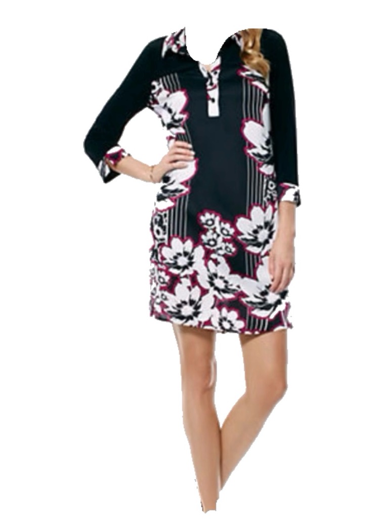 Laundry By Shelli Segal Nwt Floral Shirt Dress Black Pink Size 10